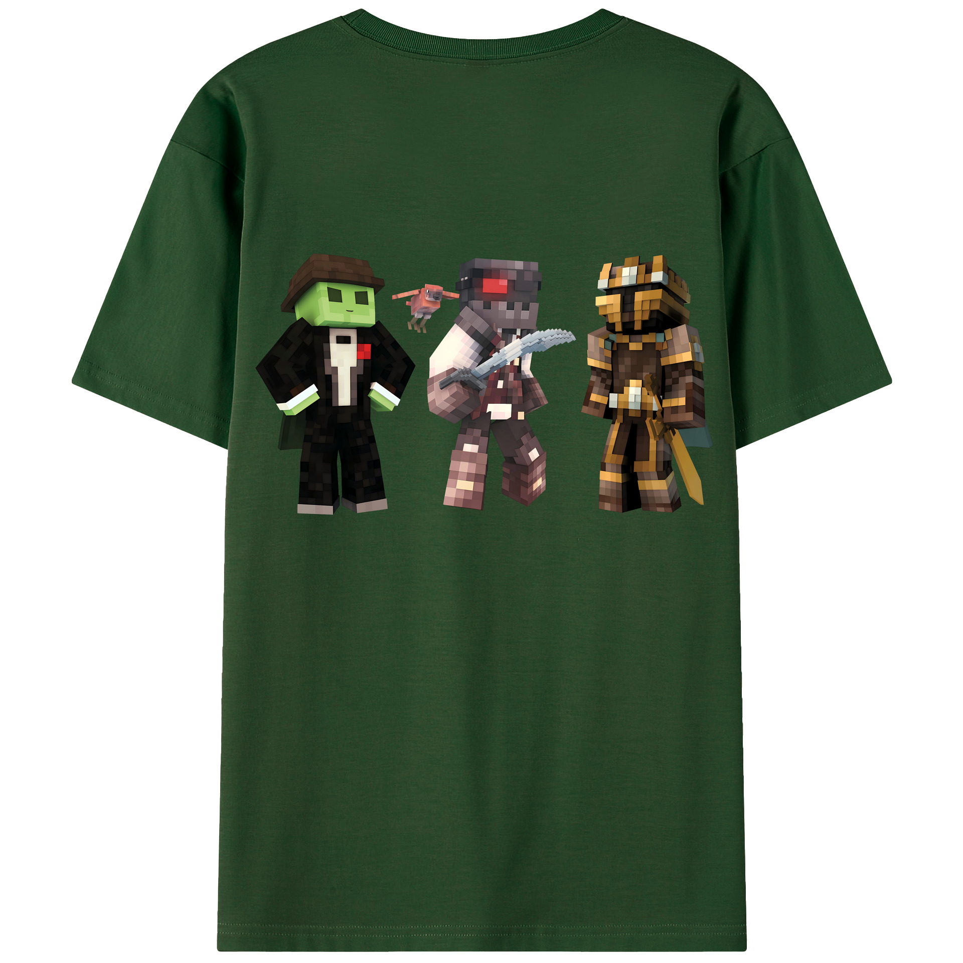 （画像用） マインクラフト ブロックの世界 Minecraft MC Block world 綿100％半袖Tシャツ（背面プリント）